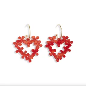 Mini Hearts In Flowers Earrings Red