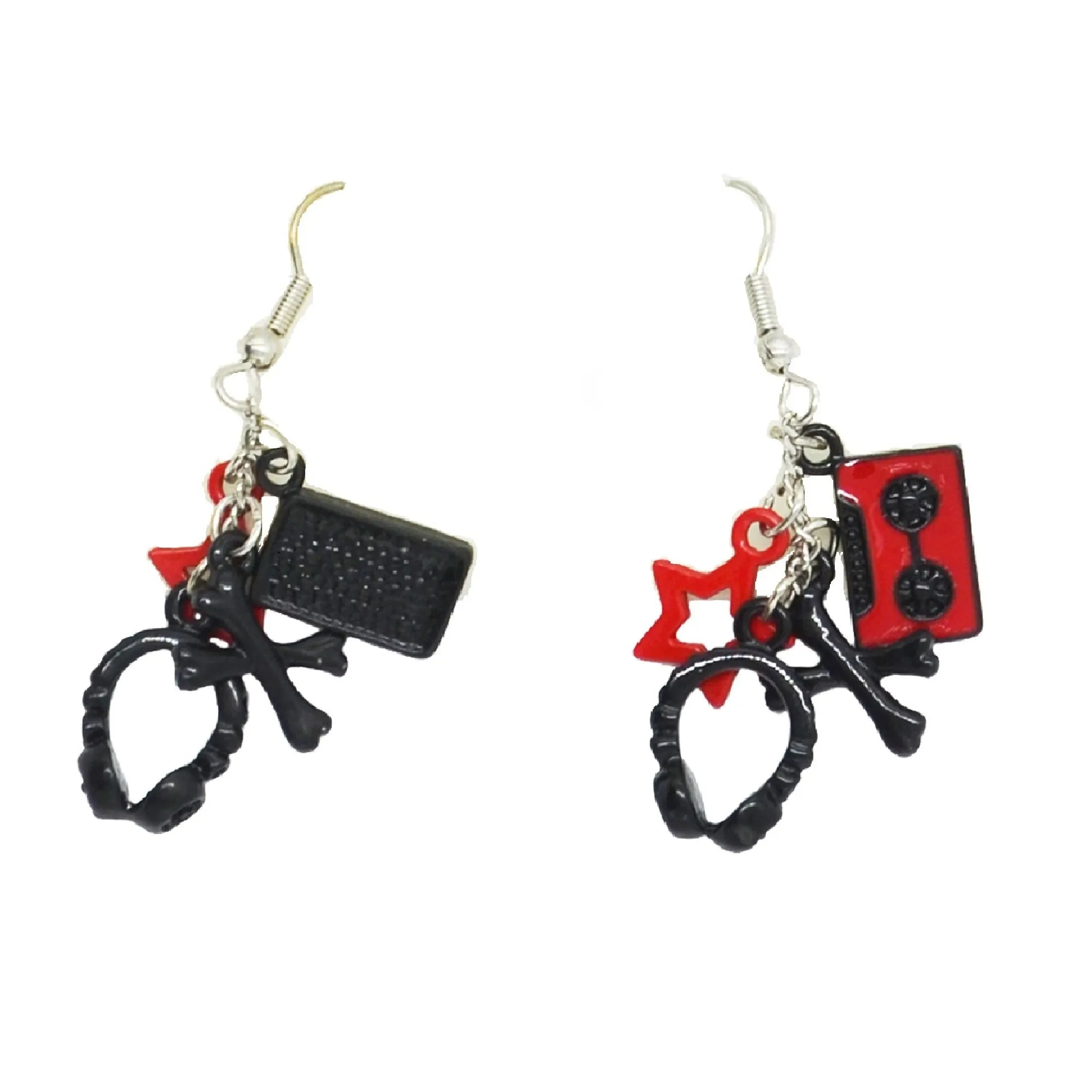 Multi Themed Black & Red Charm Earrings