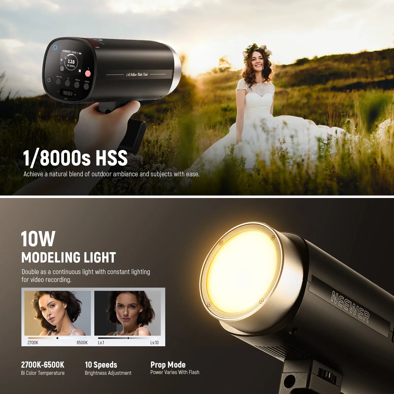 NEEWER Q200 200Ws 2.4G Outdoor Strobe Flash with App Control