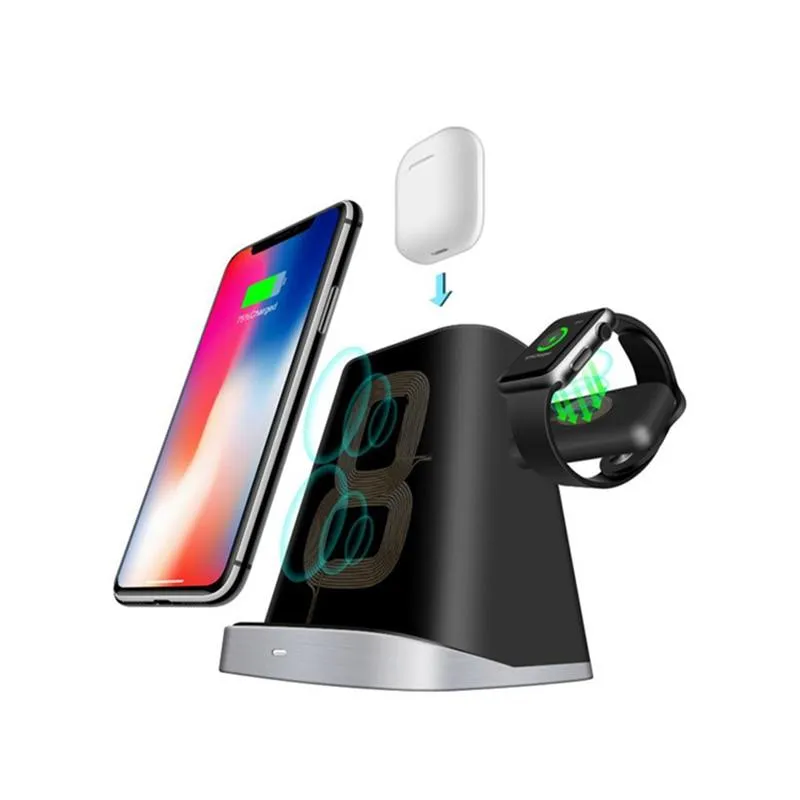 New Qi Wireless Compact Station Charger Phone Stand For Apple iPhone Watch Airpods