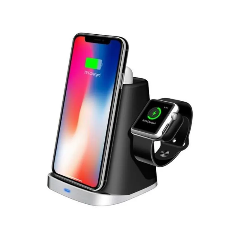 New Qi Wireless Compact Station Charger Phone Stand For Apple iPhone Watch Airpods