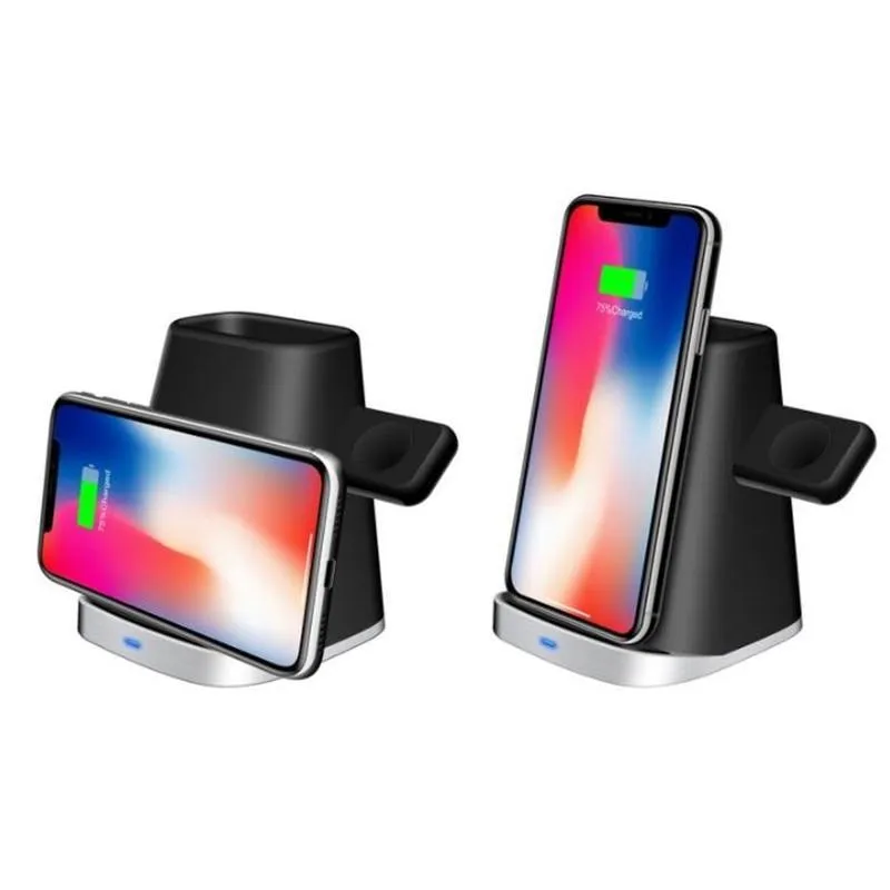 New Qi Wireless Compact Station Charger Phone Stand For Apple iPhone Watch Airpods