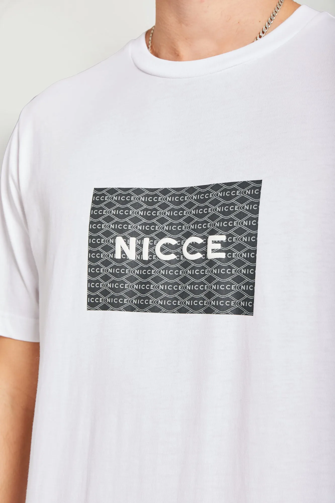 NICCE Mens Repeater Box Print T-Shirt | White