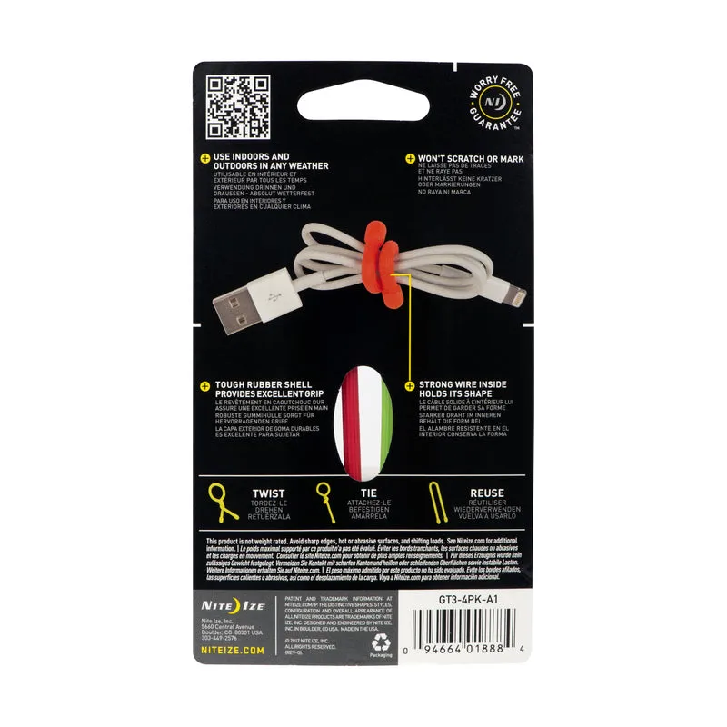 Nite Ize Gear Tie 3 in. L Assorted Twist Ties 4 pk