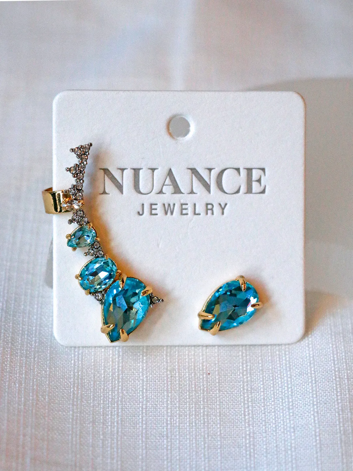 Nuance Gemstone Ear Climber Posts