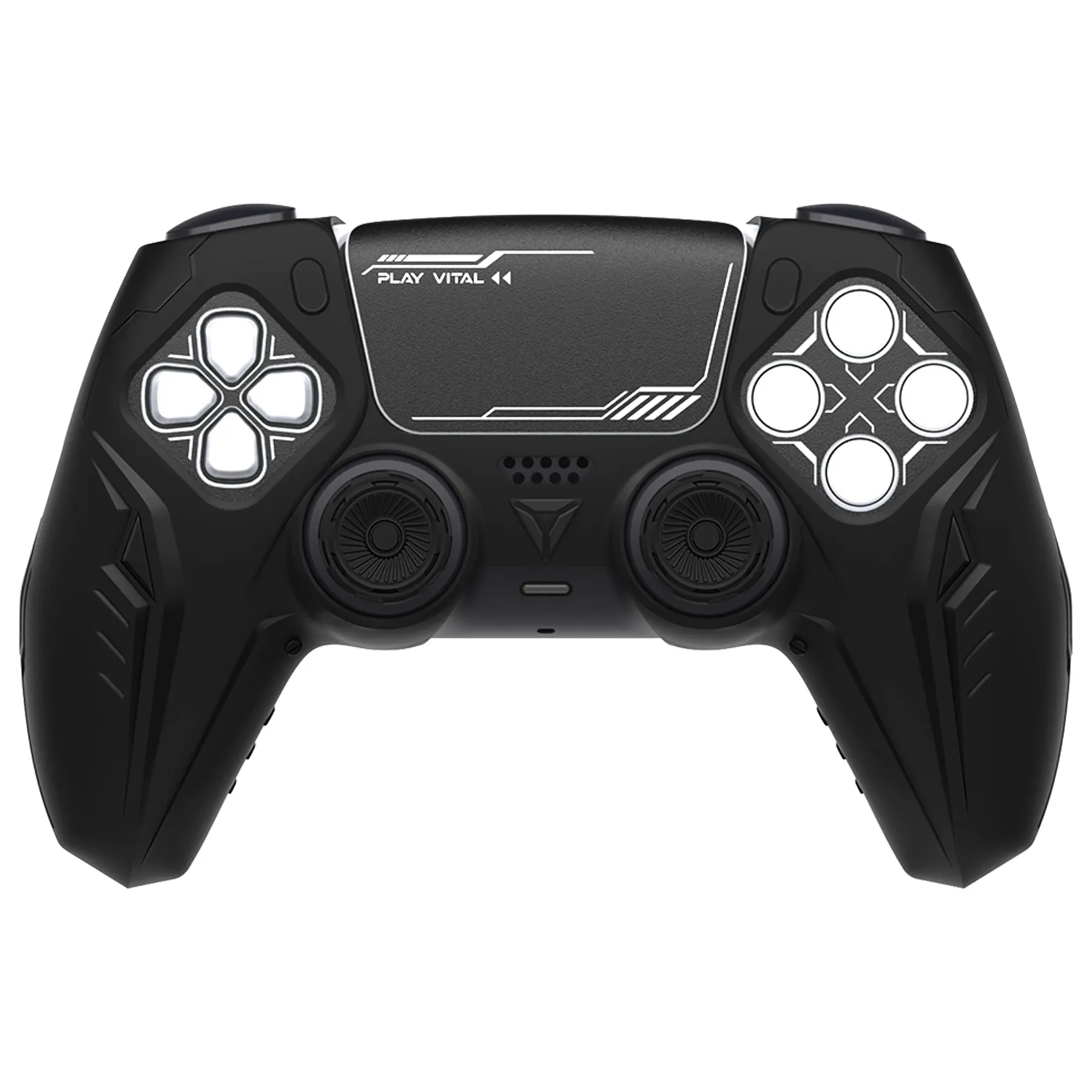 PlayVital Futuristic CyberMech Design Silicone Grip Skin with Thumb Grips for PS5 Wireless Controller, Compatible with PS5 Official Charging Dock - Black - CHXPFP001