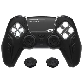 PlayVital Futuristic CyberMech Design Silicone Grip Skin with Thumb Grips for PS5 Wireless Controller, Compatible with PS5 Official Charging Dock - Black - CHXPFP001