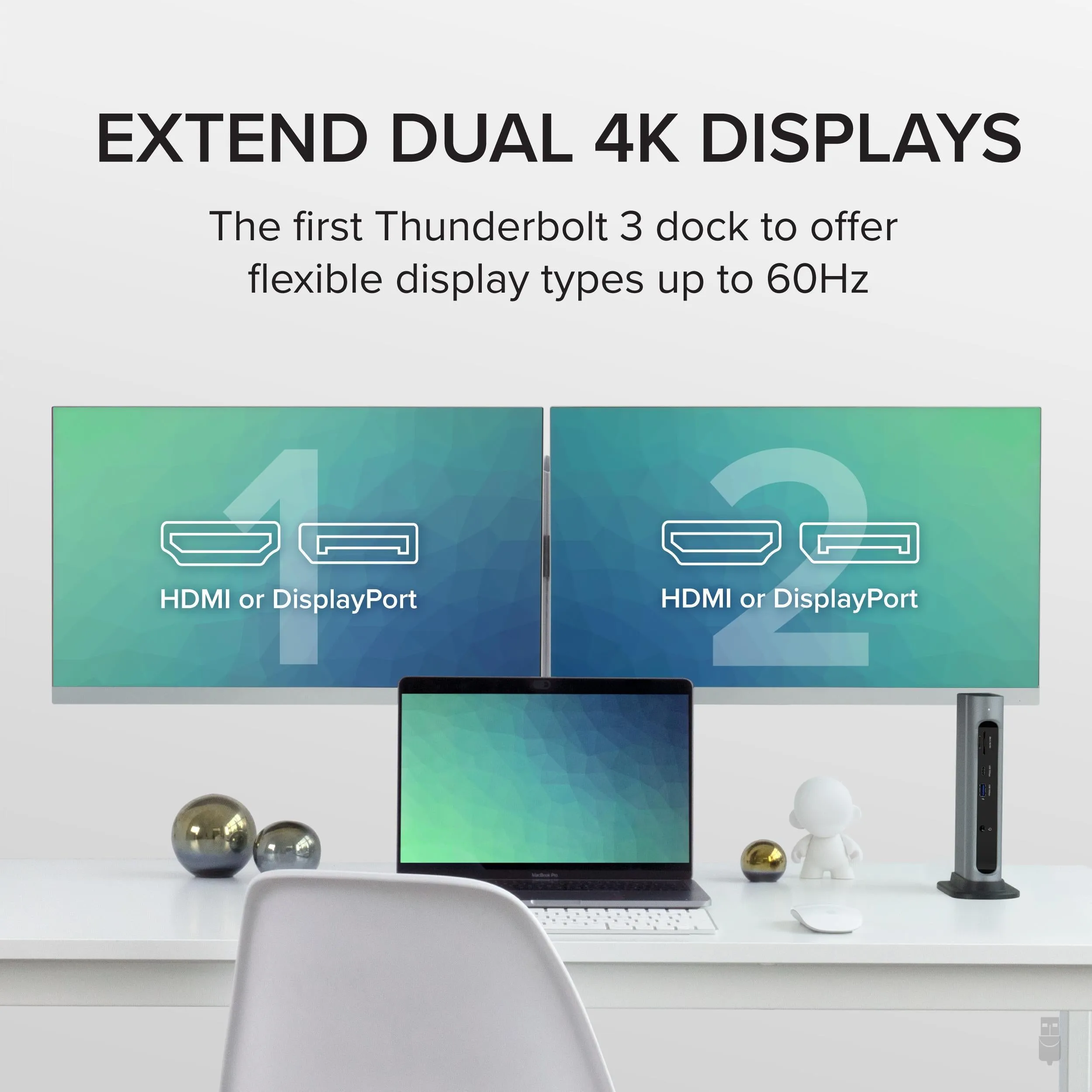 Plugable Thunderbolt™ and USB-C Dual Monitor Docking Station, 96W Laptop Charging