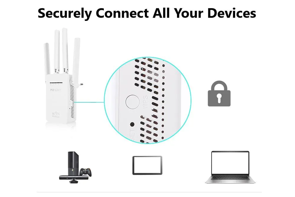 PLXTEND™ 1200Mbps FAST WiFi Range Extender Repeater Wireless Amplifier Signal Booster