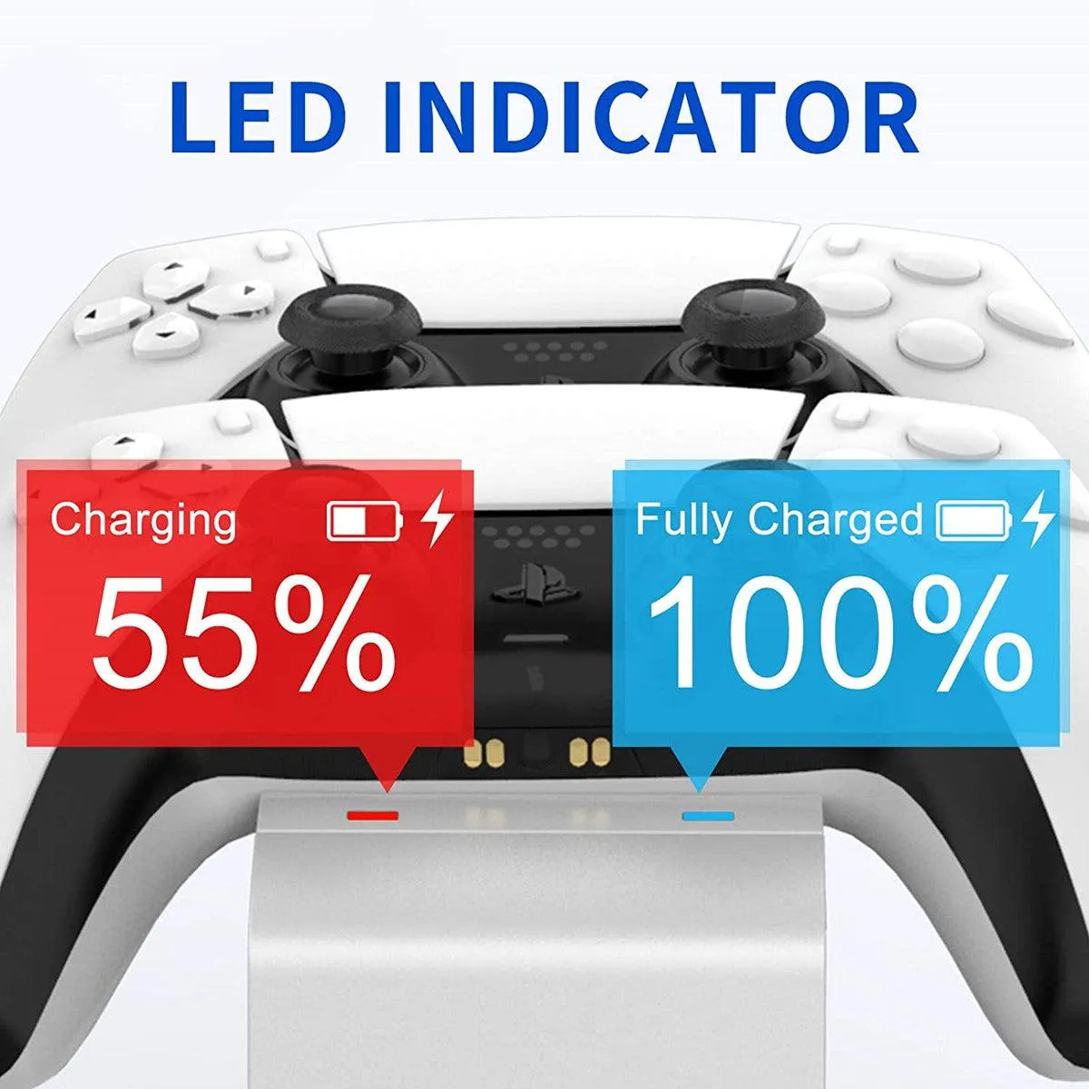 PS5 Controller Charging Station LED Charging Indicator Safety Chip Design