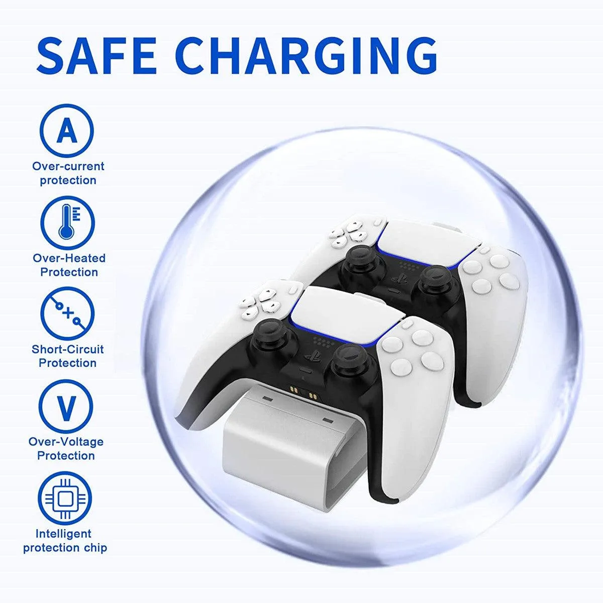 PS5 Controller Charging Station LED Charging Indicator Safety Chip Design