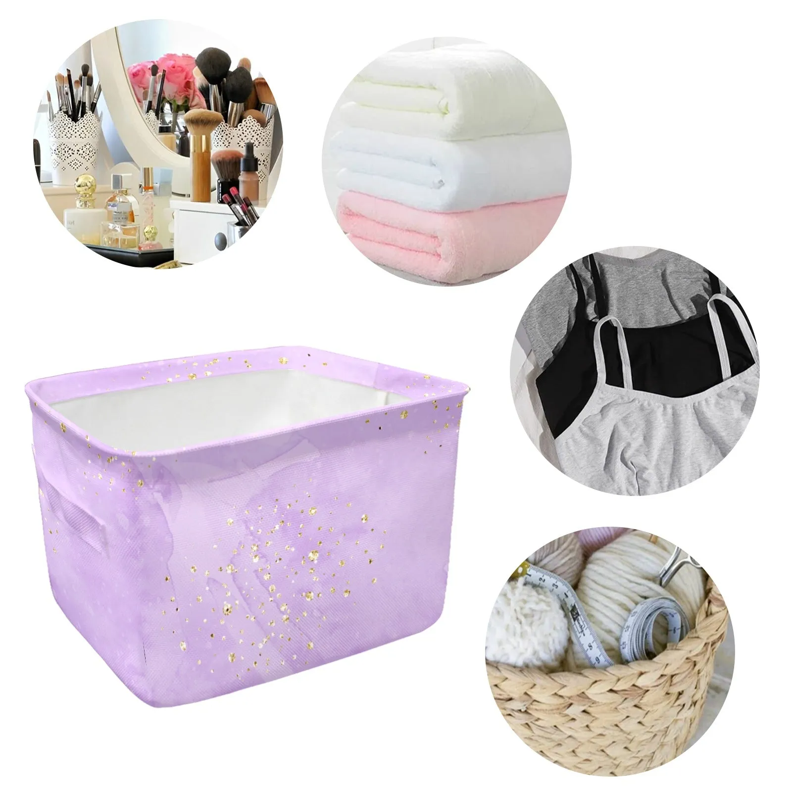 Purple Fabric Storage Basket