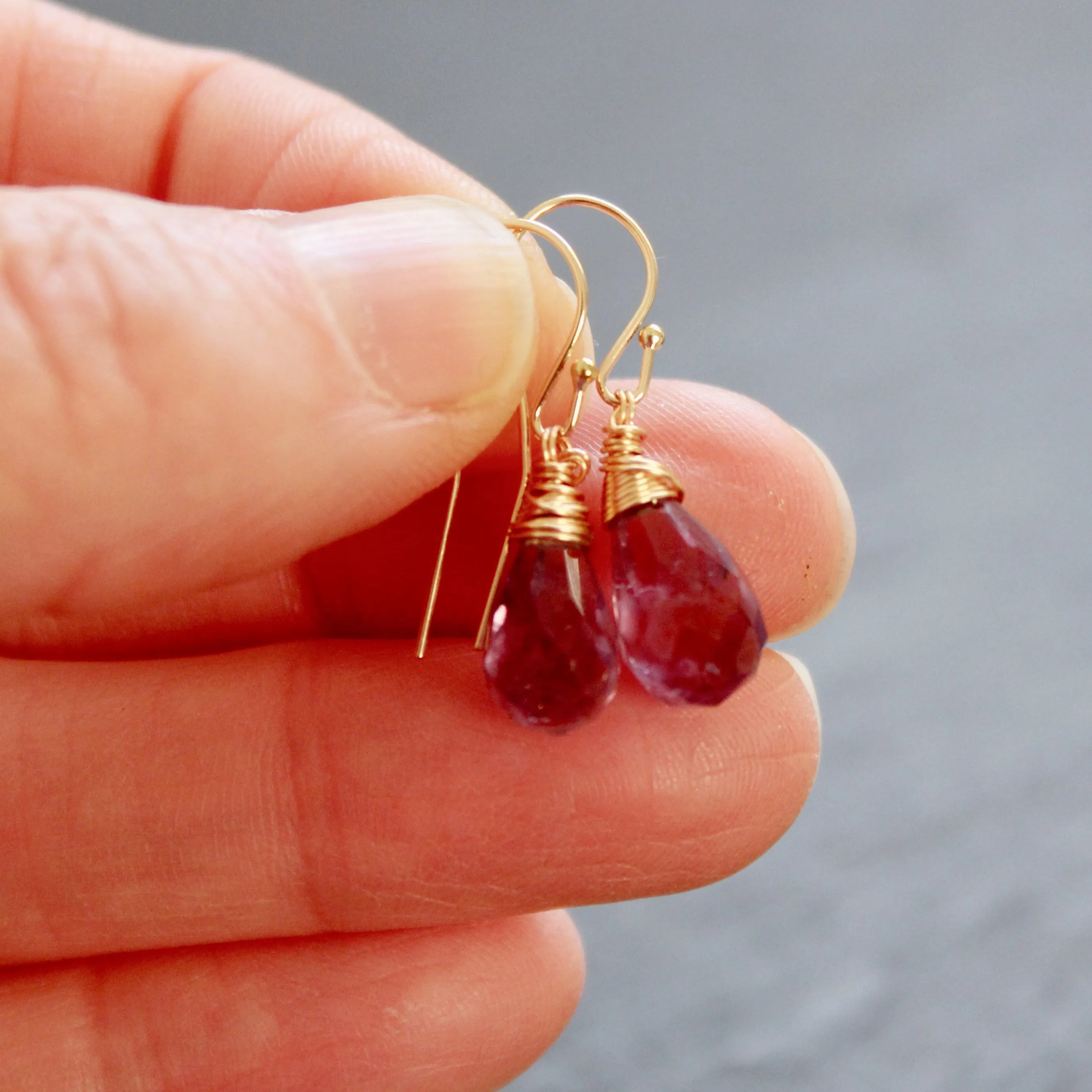 Purple Rain Amethyst Drops with Gold Filled Ear Wires