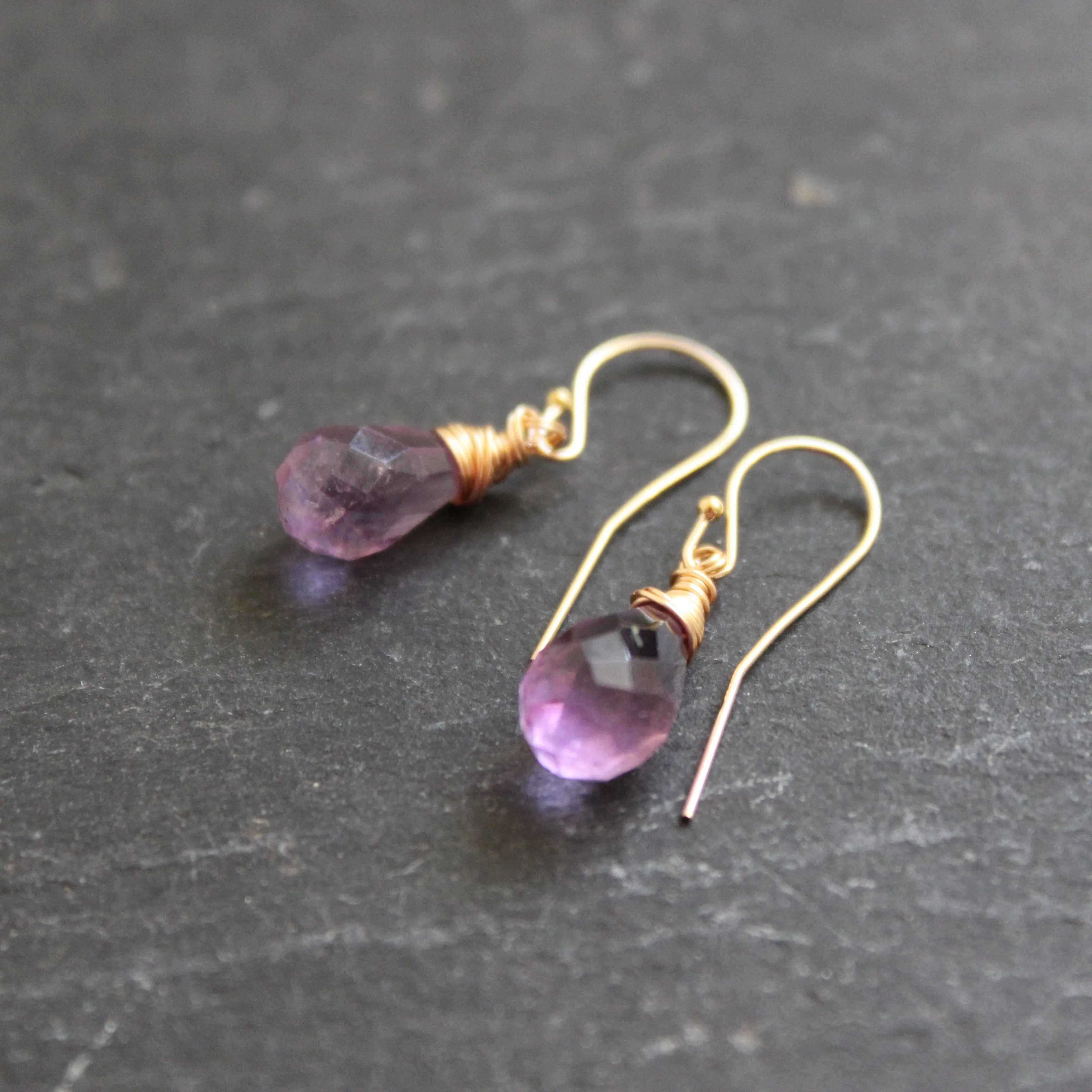 Purple Rain Amethyst Drops with Gold Filled Ear Wires