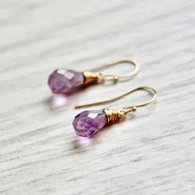 Purple Rain Amethyst Drops with Gold Filled Ear Wires