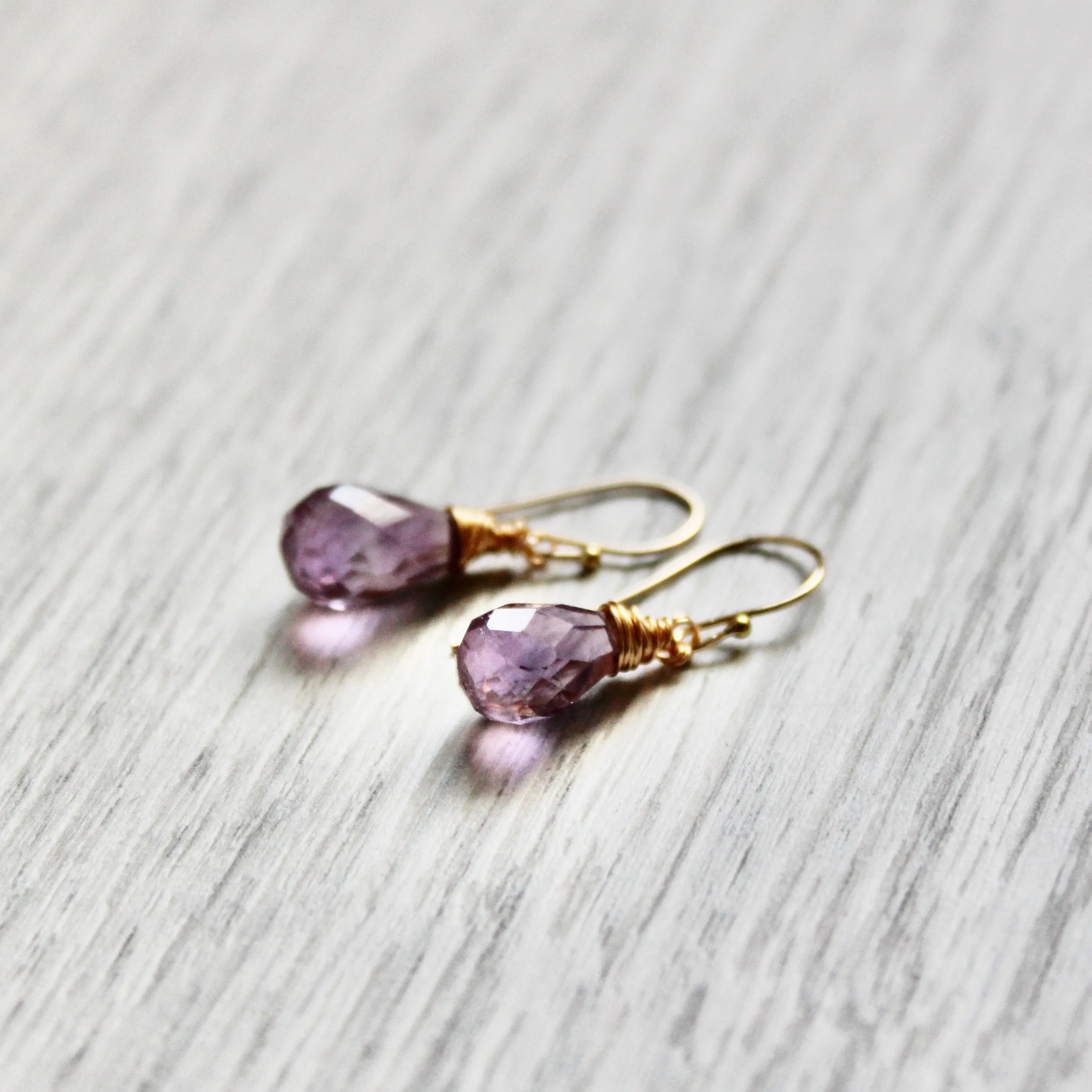 Purple Rain Amethyst Drops with Gold Filled Ear Wires