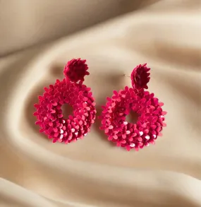 Quirky pink beaded earrings for women