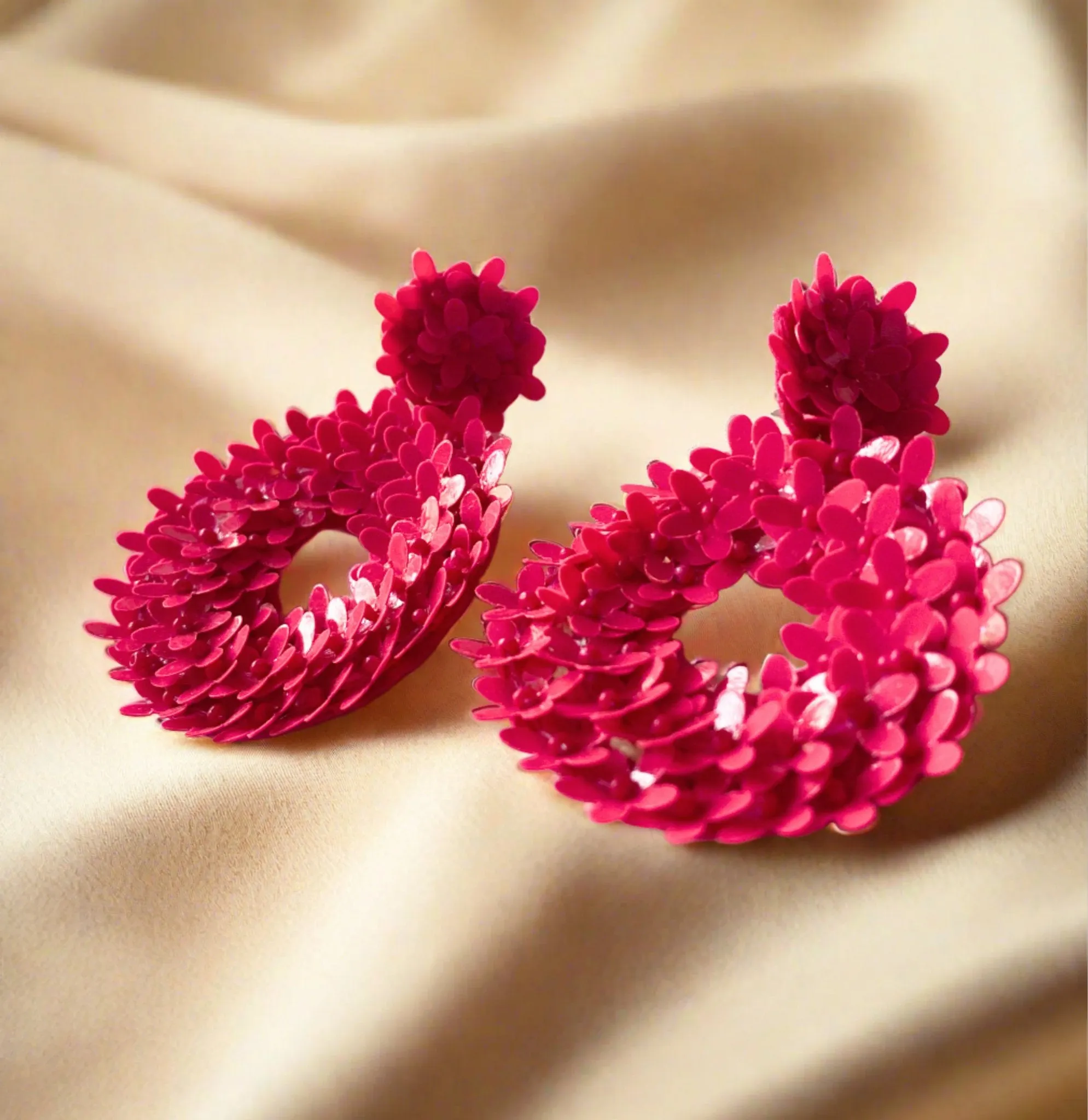 Quirky pink beaded earrings for women