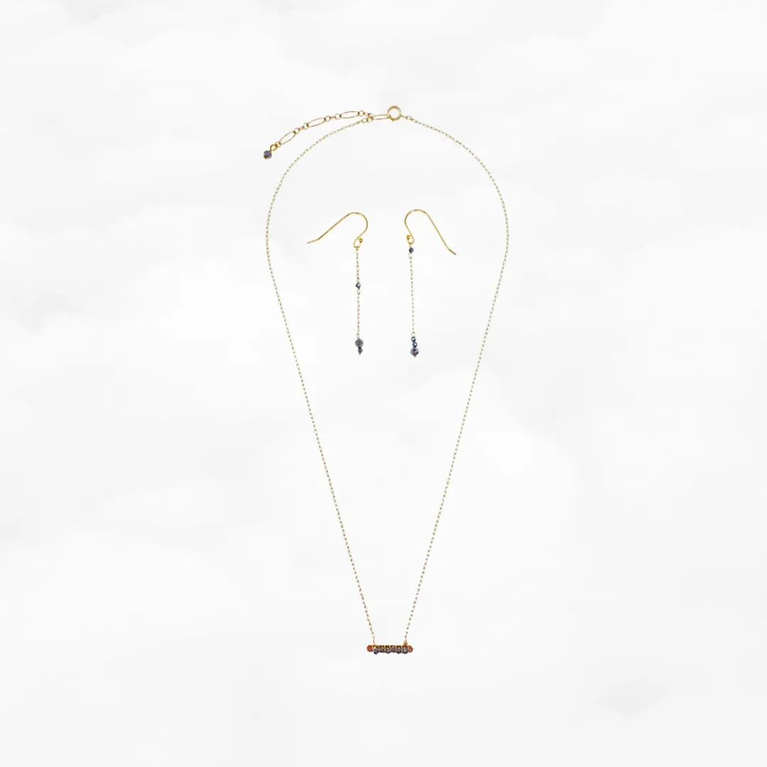 Radiance Floating Necklace and Line Earrings Set (Terahertz)