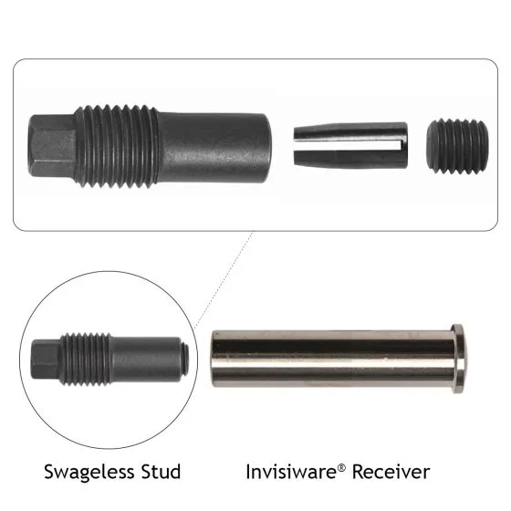 RailFX® 1/8" Dia. Tensioner Swageless Stud | Through-Post Fitting for Metal and Wood Post (Level and Stair)