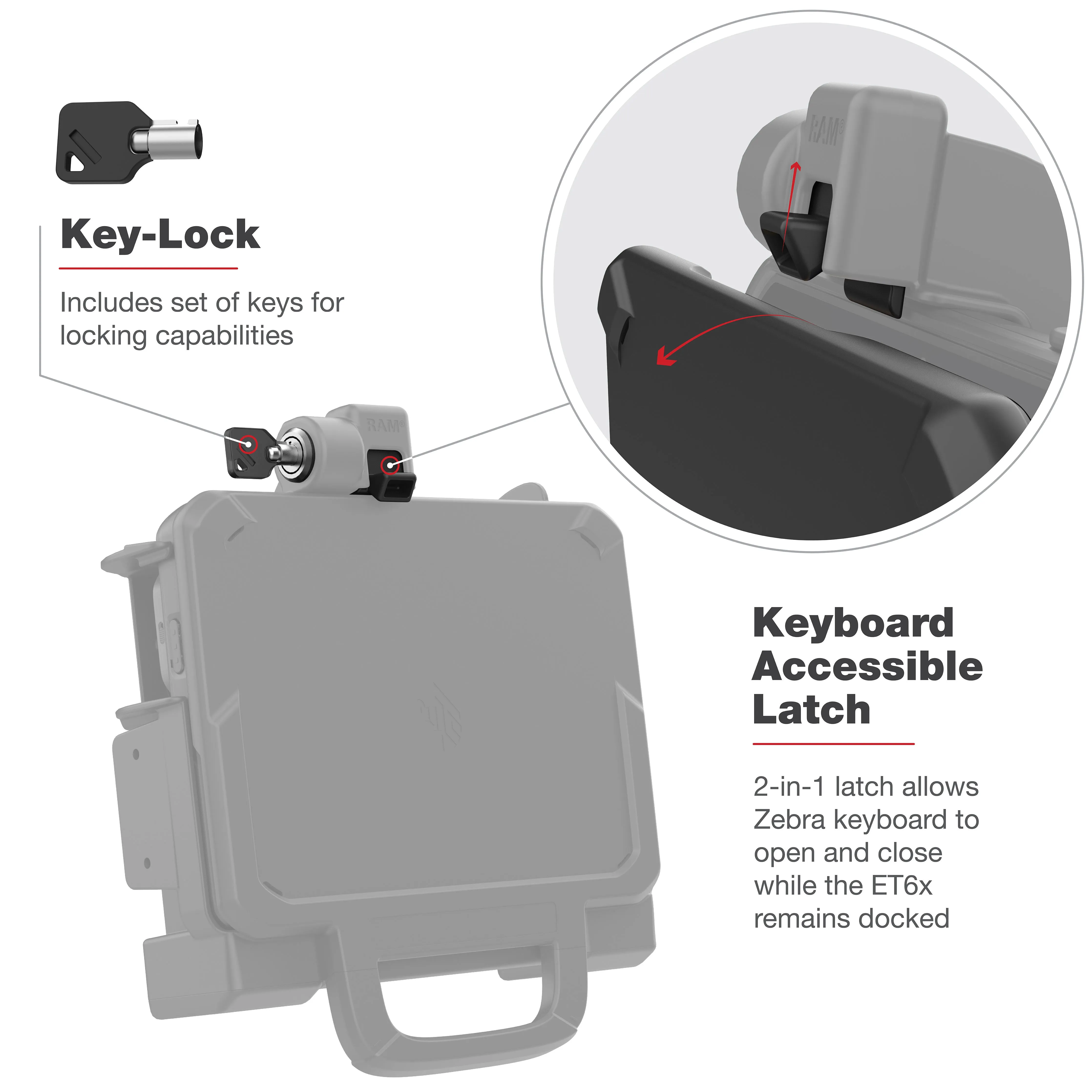 RAM® Power   Data Locking Dock for Zebra ET6x