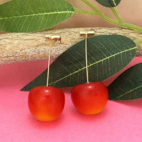 Resin Cherry Drop Earrings