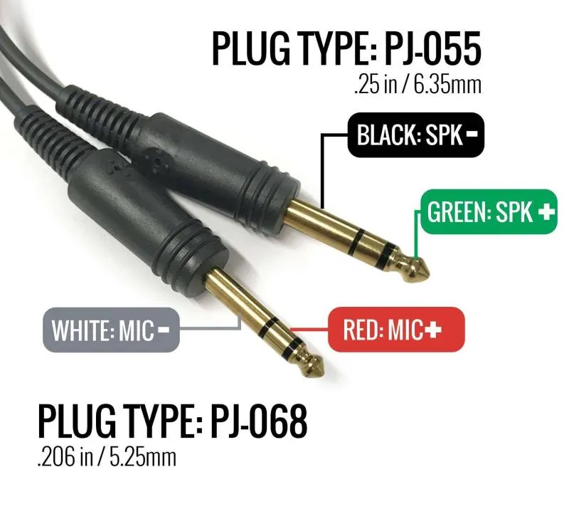 Rugged Radios Replacement Main Cable for RA200 General Aviation Pilot Headsets