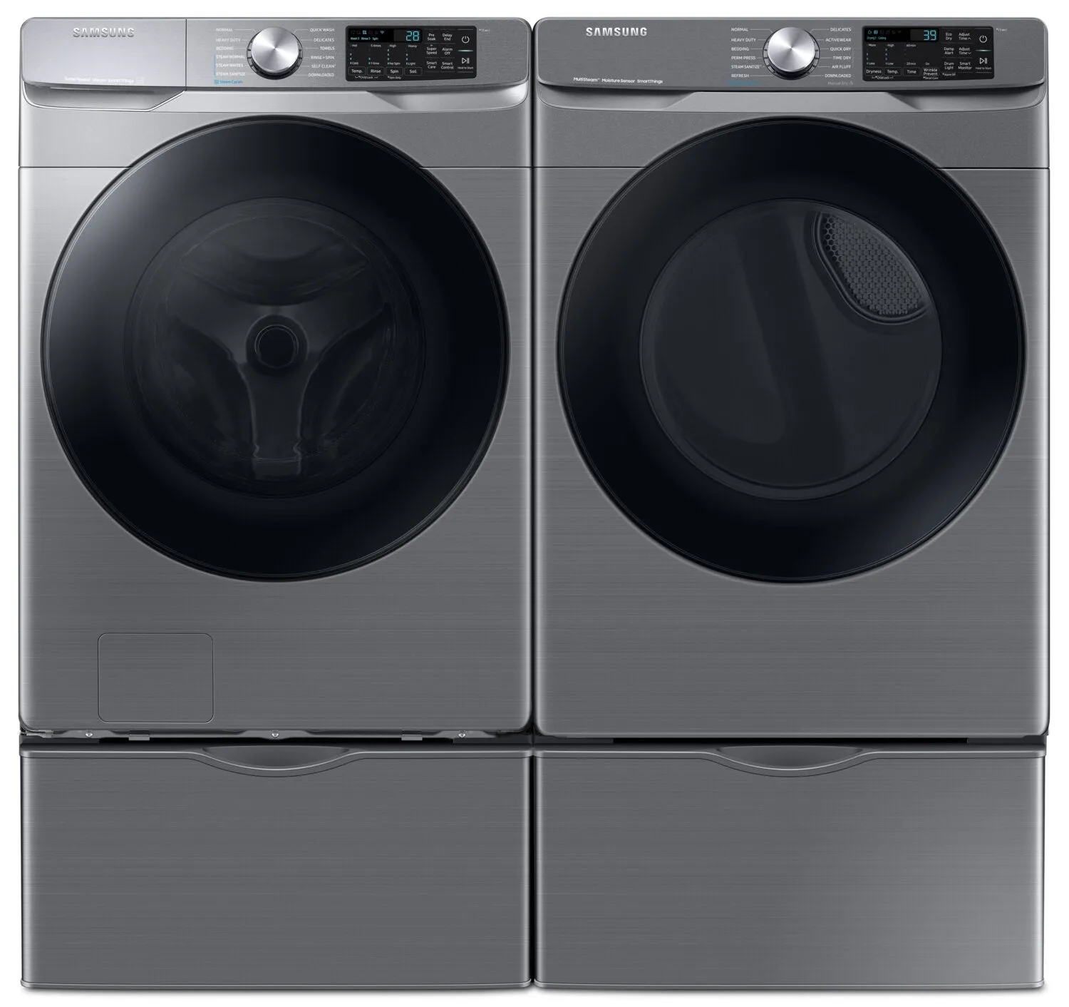 Samsung 5.2 Cu. Ft. Front-Load Washer and 7.5 Cu. Ft. Gas Dryer - Platinum - WF45B6300AP/US /DVG45B6305P/AC