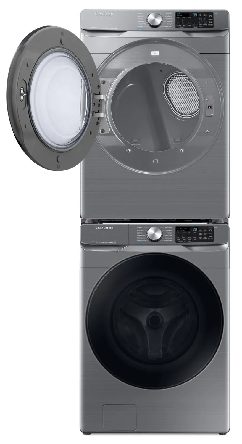 Samsung 5.2 Cu. Ft. Front-Load Washer and 7.5 Cu. Ft. Gas Dryer - Platinum - WF45B6300AP/US /DVG45B6305P/AC