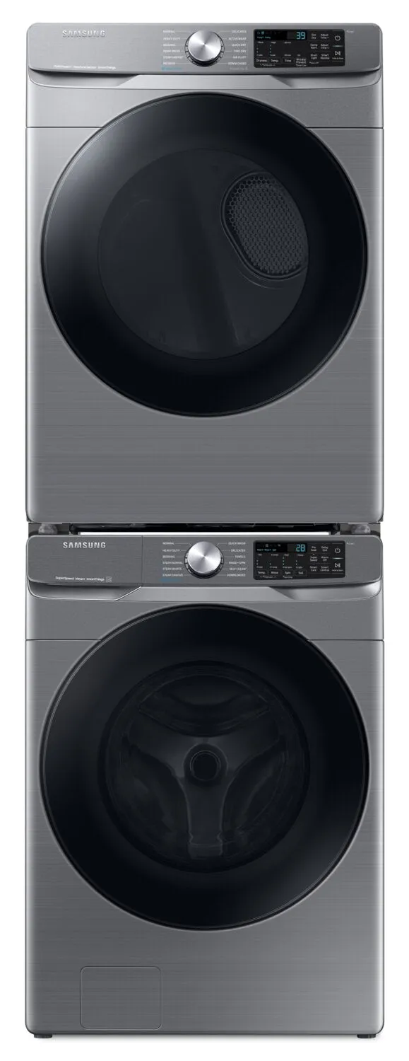 Samsung 5.2 Cu. Ft. Front-Load Washer and 7.5 Cu. Ft. Gas Dryer - Platinum - WF45B6300AP/US /DVG45B6305P/AC