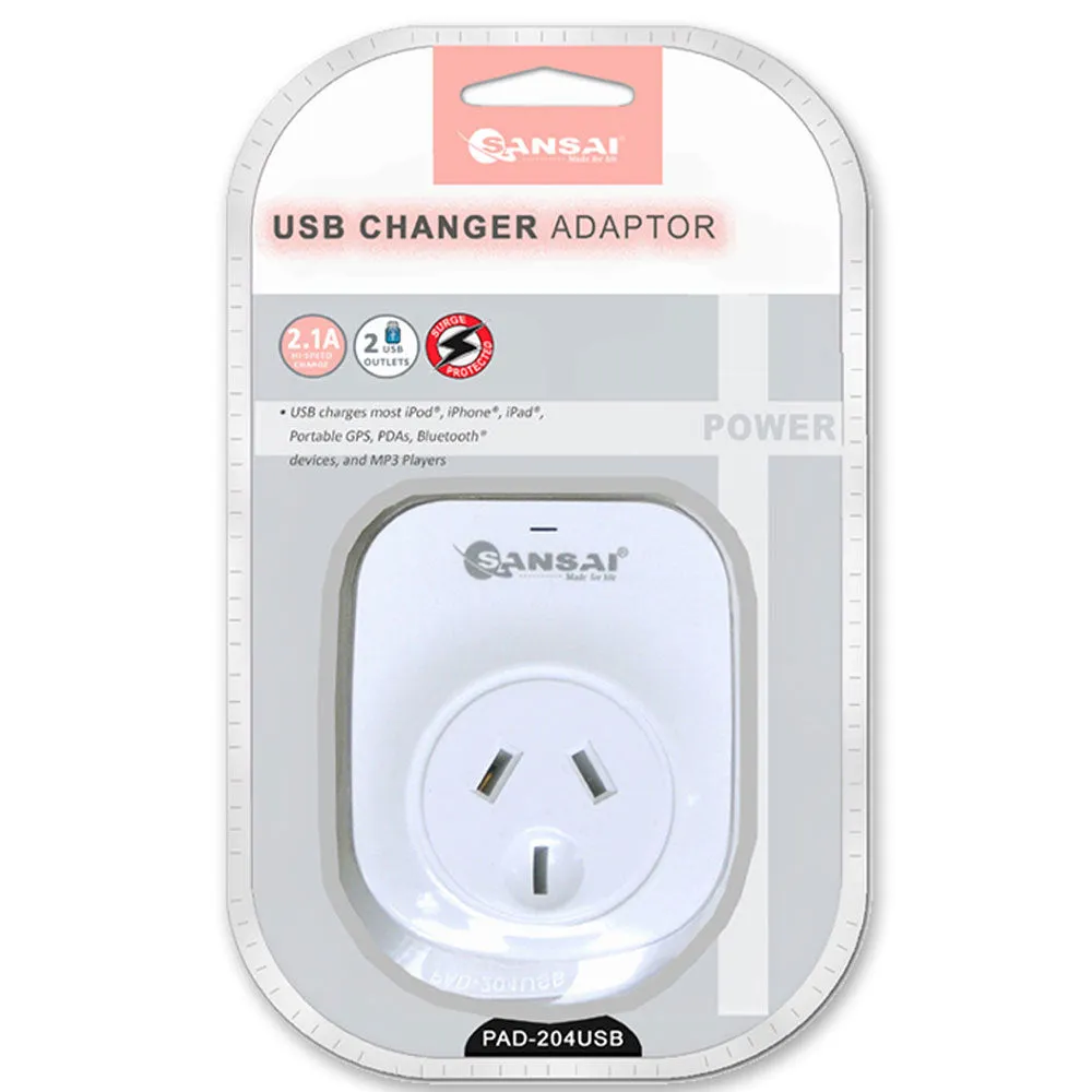 Sansai 2.1A 2xUSB Outlets Charger Adapter