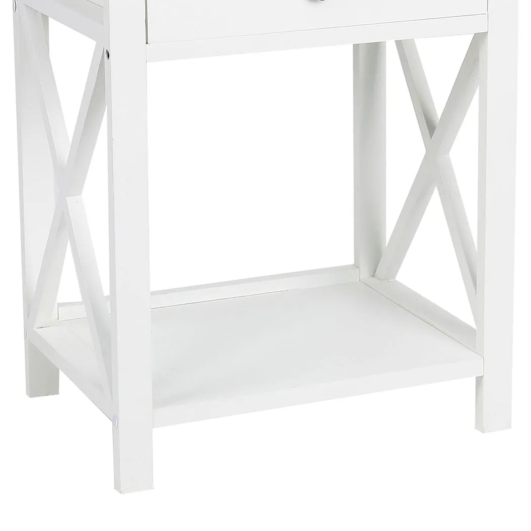 Set of 2 Caraquet Wooden Bedside Tables Side Table Storage Cabinet Nightstand Bedroom - White