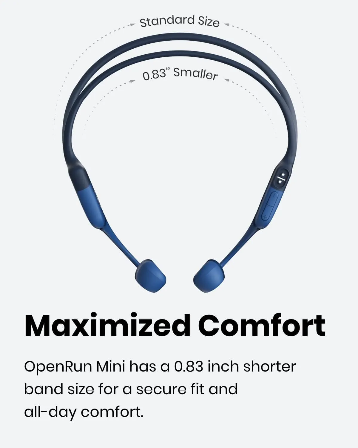 Shokz Openrun Mini Bone Conduction Sports Headphones, Bluetooth Wireless Earphones with Mic, 8H Playtime, Open-Ear Waterproof for Running Workout - Blue