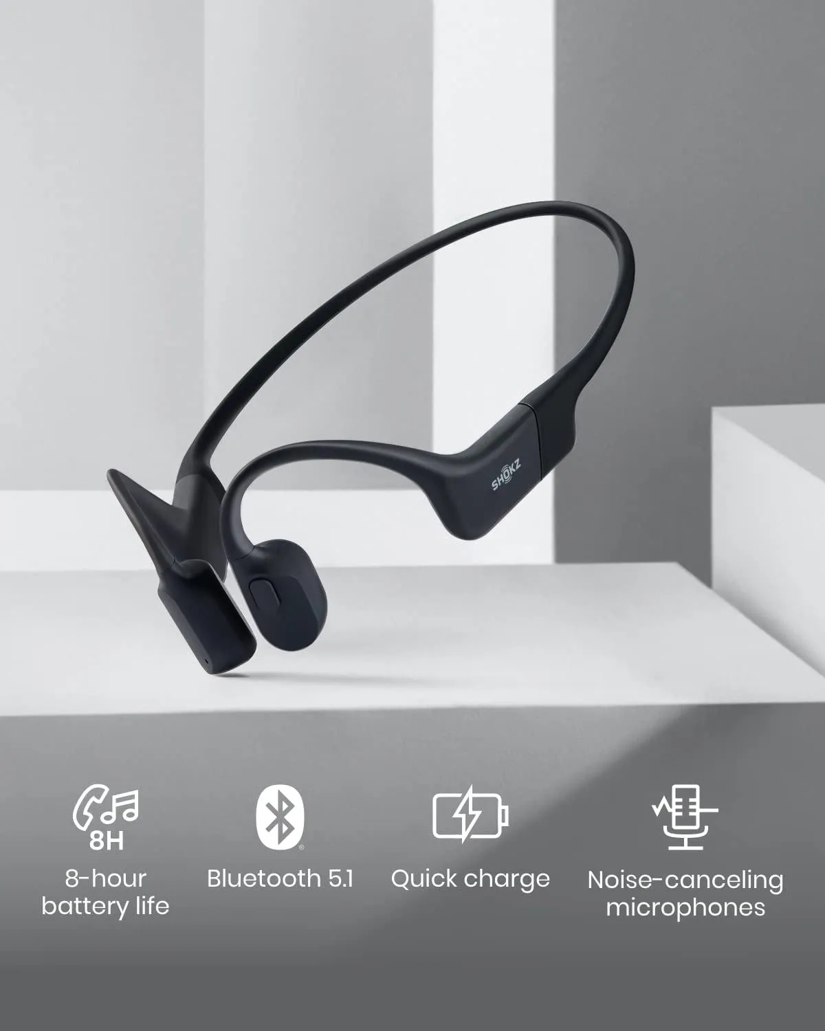 Shokz OpenRun Mini Headphones Bone Conduction Waterproof Wireless Earphone Black