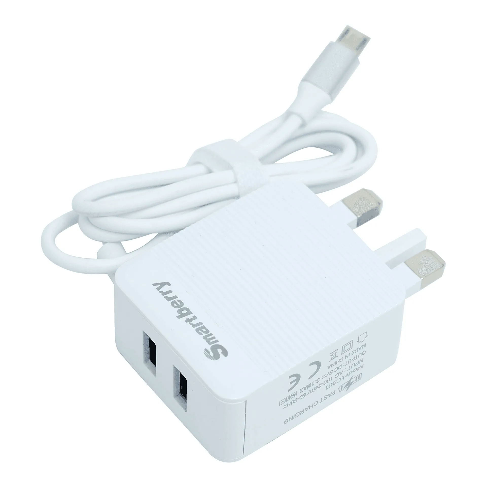 Smart Berry 3.1A Fast Charger With 2 USB Port - C301