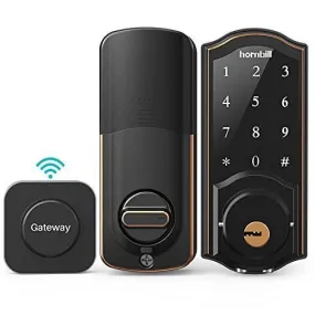 Smart Deadbolt,hornbill Door Locks with Keypads,Include Wi-Fi Bridge,Work with Alexa&Google Home,Free APP, Code,Bluetooth Keyless Entry Door Lock ,Smart Locks Front Door for Home Office Airbnb,Black