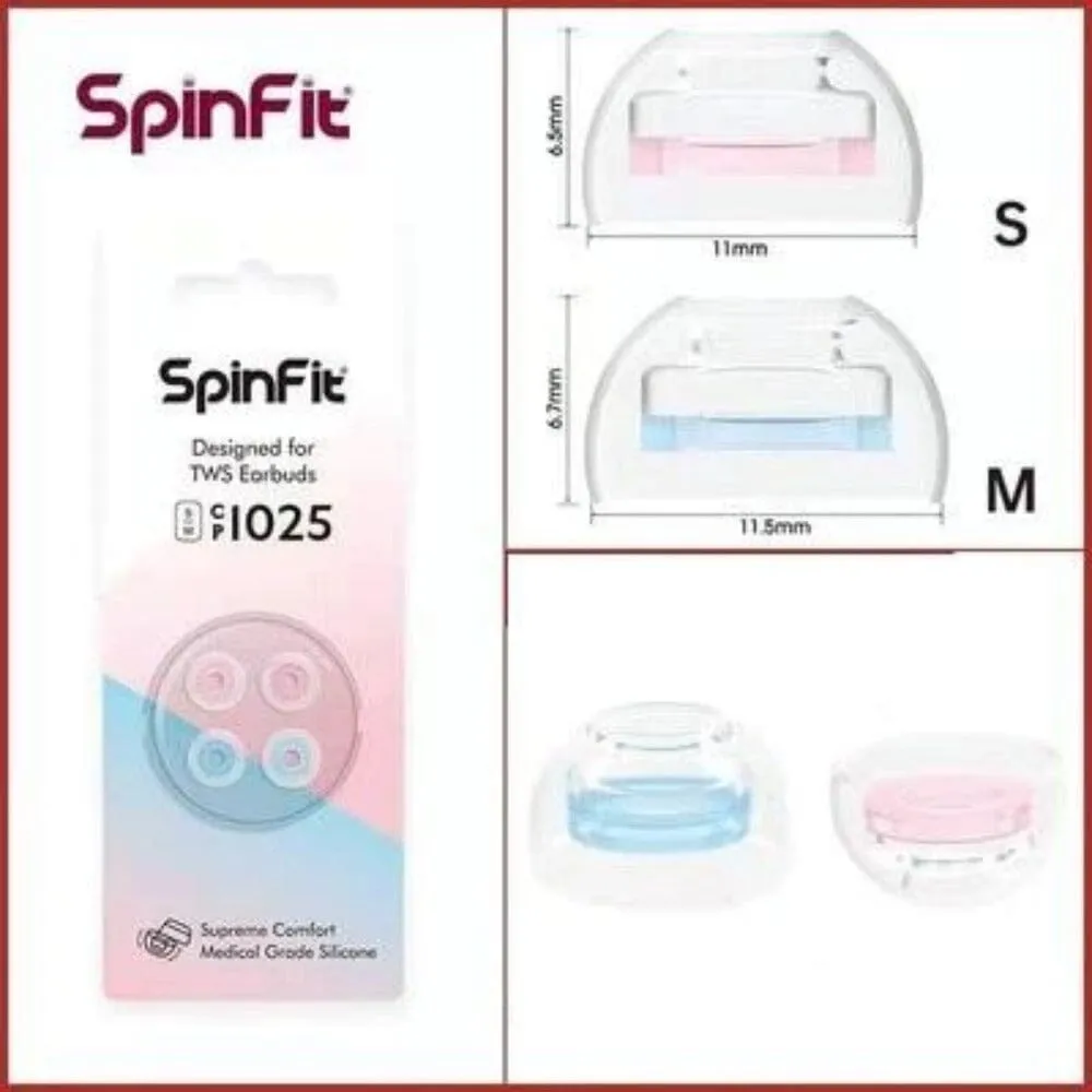 SpinFit CP1025 Universal Short Silicone Eartips for TWS 4.5 -5.5mm Nozzle