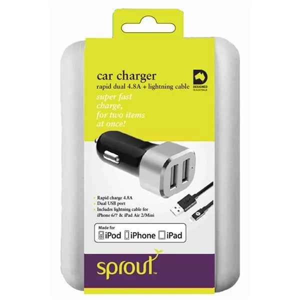 Sprout Car Dual Charger- SCCDIP5MA48BK (Delivery Only)