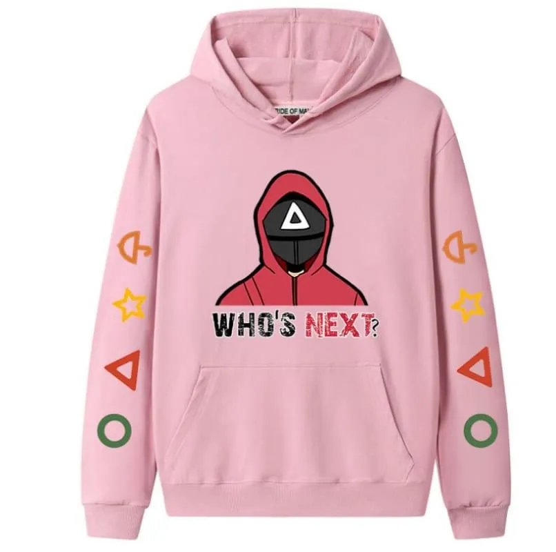 Squid Game Long Sleeve Sweatshirt with Red Hoodie Design