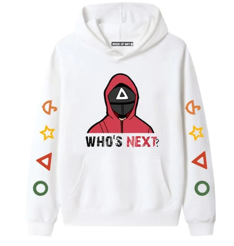 Squid Game Long Sleeve Sweatshirt with Red Hoodie Design