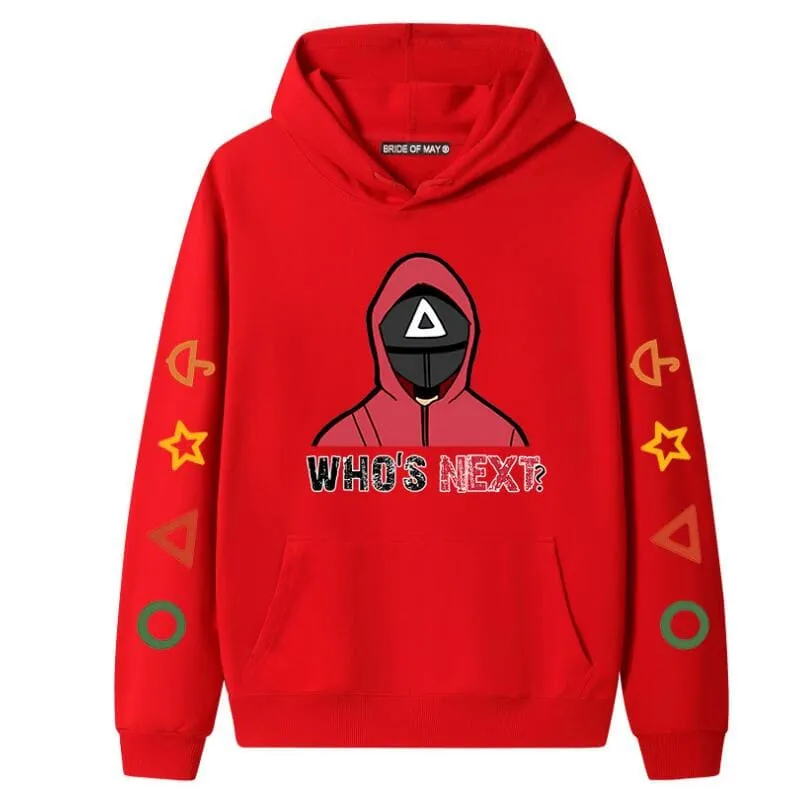 Squid Game Long Sleeve Sweatshirt with Red Hoodie Design