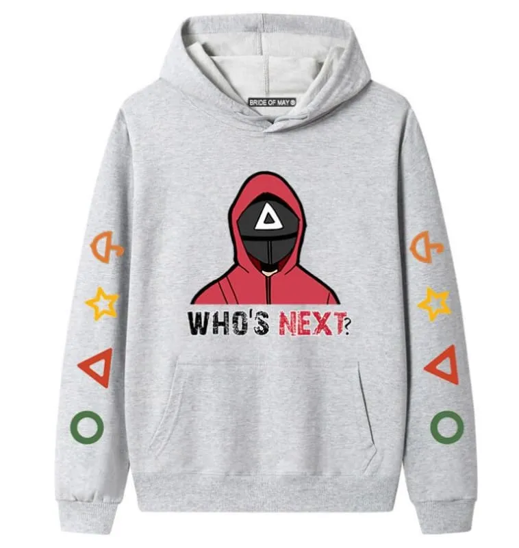 Squid Game Long Sleeve Sweatshirt with Red Hoodie Design