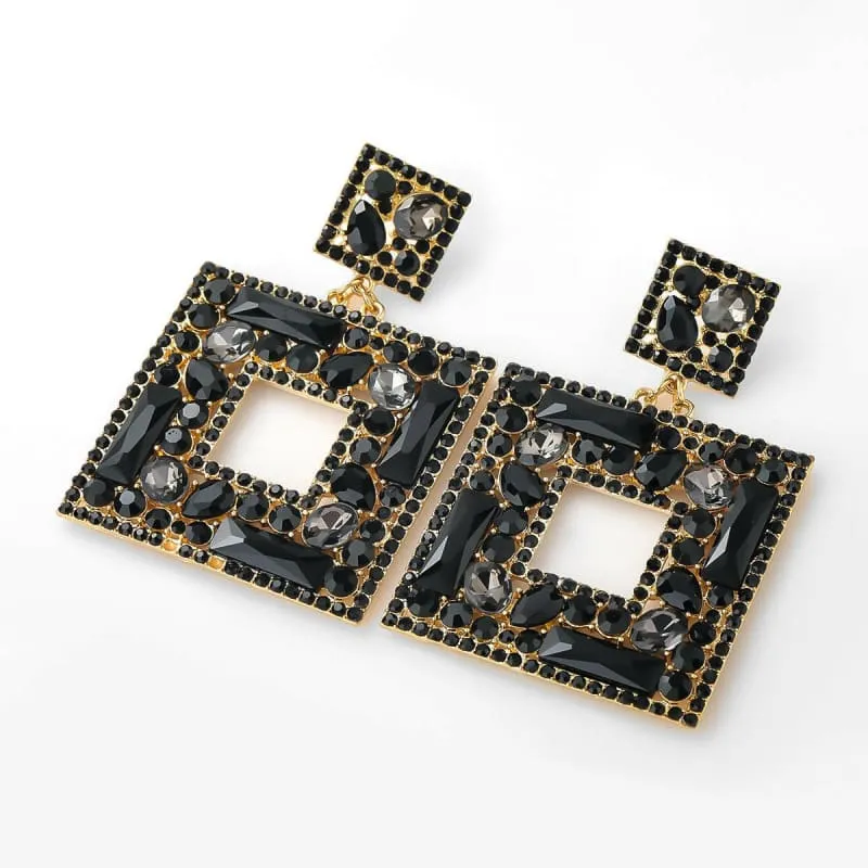 Stunning Multi-layer Square Diamond Rhinestone Earrings