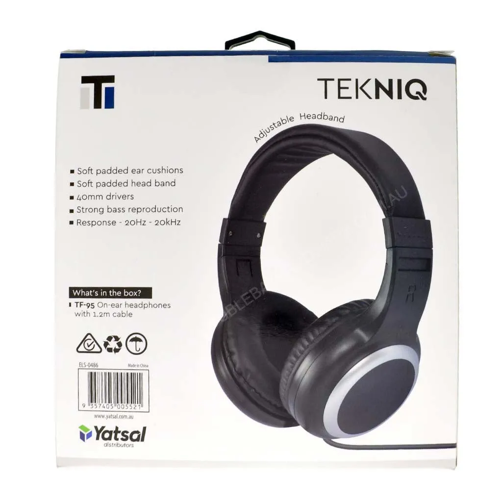 TEKNIQ Over-Ear Headphones Black TF-95