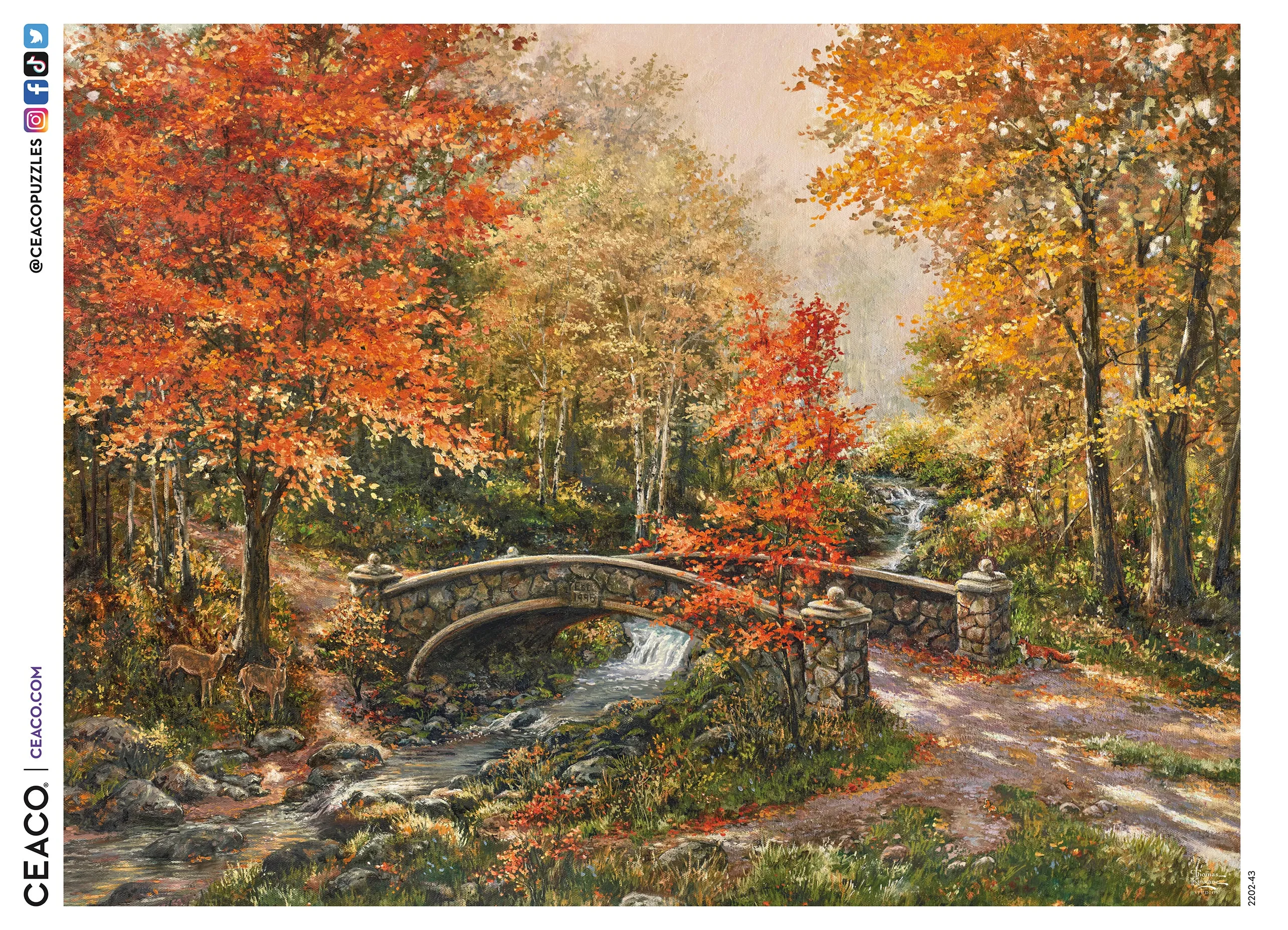 Thomas Kinkade - Fall at Fox Creek Bridge- 300 Piece Puzzle