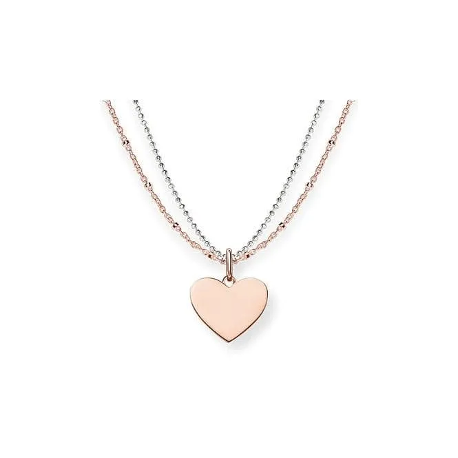 Thomas Sabo Silver Double Chain Heart Necklace LBKE0004-415-12