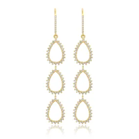 Triple 3-Prong Diamond Mini Open Teardrop Earrings