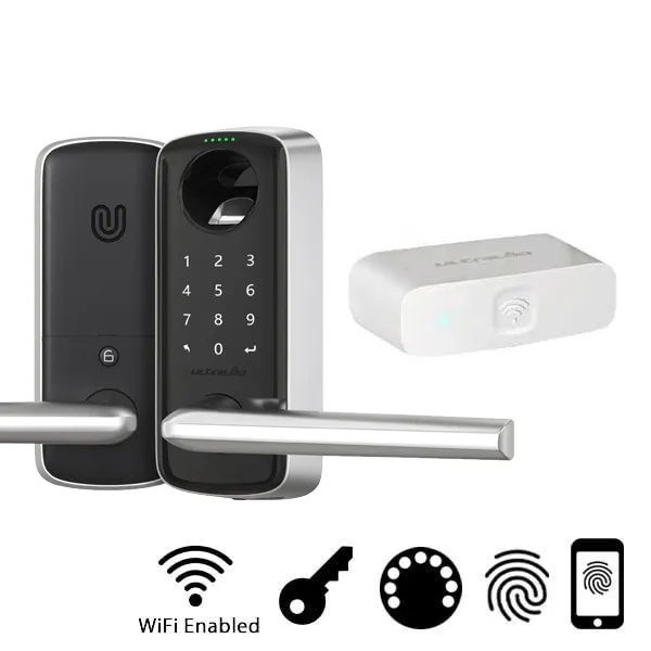 Ultraloq - Electronic Smart Lever Set w/ Wi-Fi Bridge - Finger Print Reader - Bluetooth - Touchscreen Keypad - Key Override