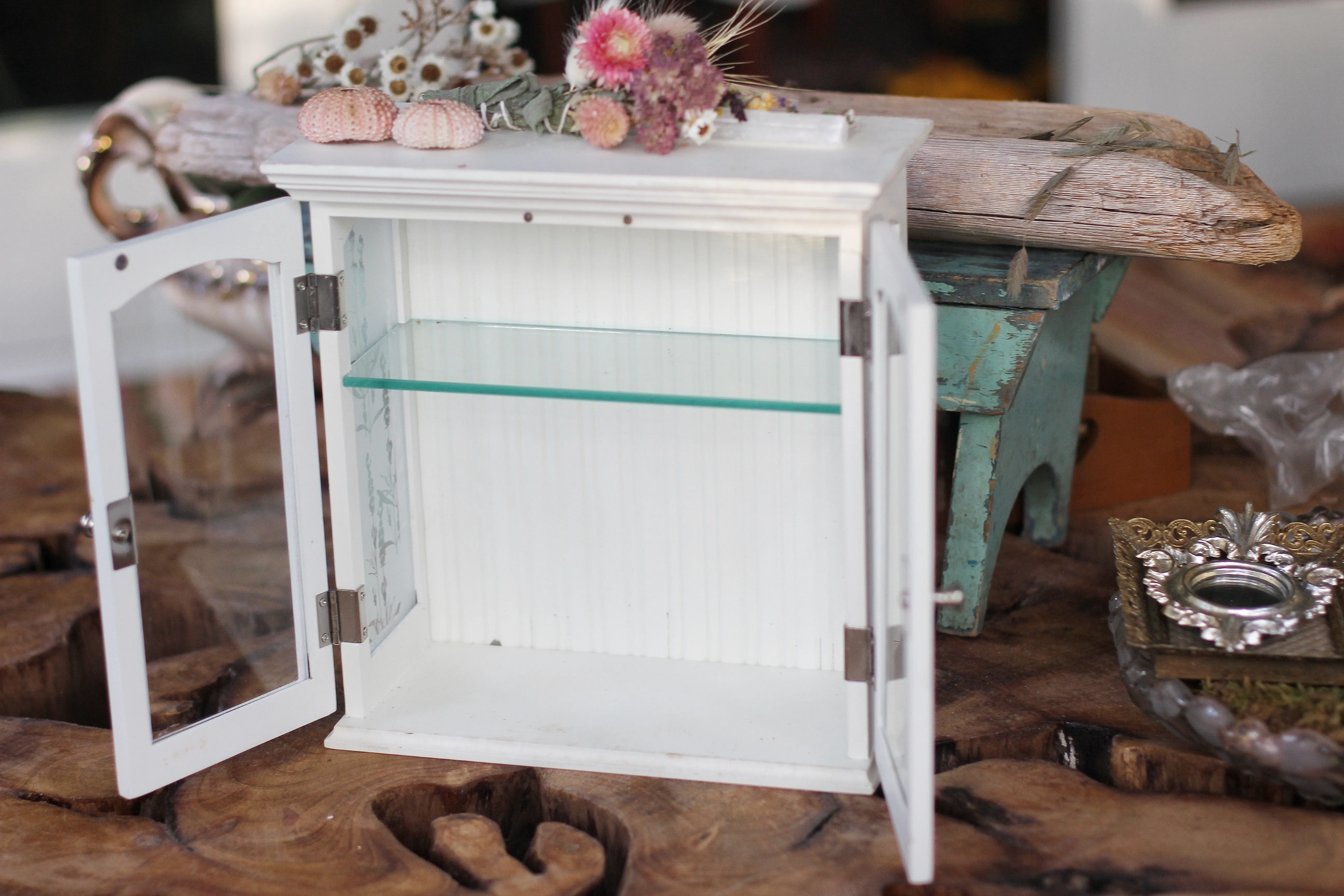 Vintage White Wood Jewelry Box