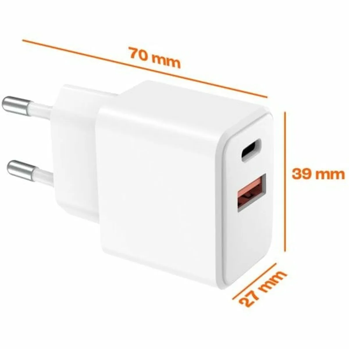 Wall Charger PcCom Essential White 20 W USB USB-C